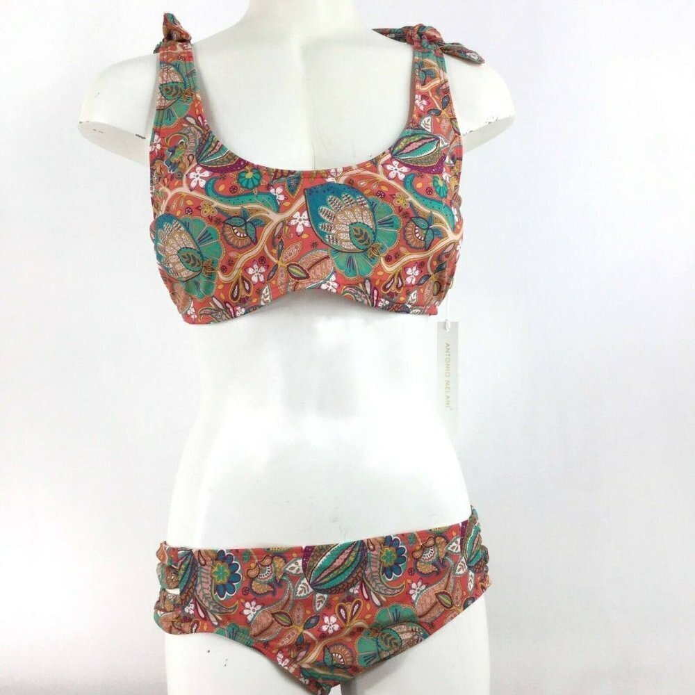 Antonio Melani 2pc Swimwear Bralette & Hipster Bikini Bottom Top Swimsuit 12 NWT